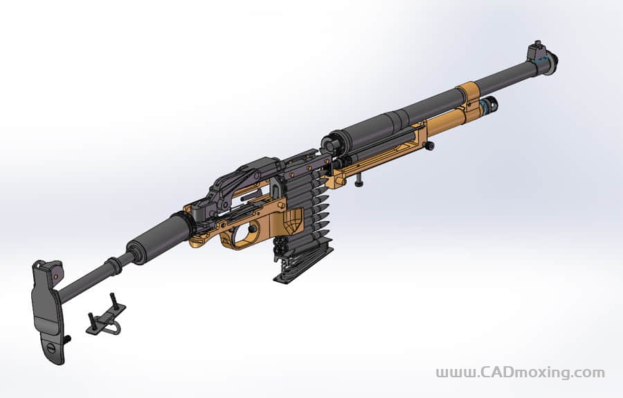 CAD模型网HCAR-M1918A1勃朗宁自动步枪结构模型三维模型 CAD模型网HCAR-M1918A1勃朗宁自动步枪结构模型三维模型