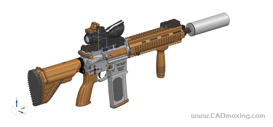 CAD模型网德国黑克勒科赫H&K416D自动步枪模型三维模型