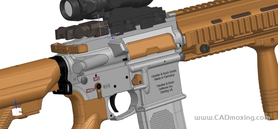 CAD模型网德国黑克勒科赫H&K416D自动步枪模型三维模型