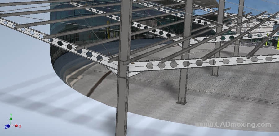 CAD模型网钢结构停车场顶篷三维模型