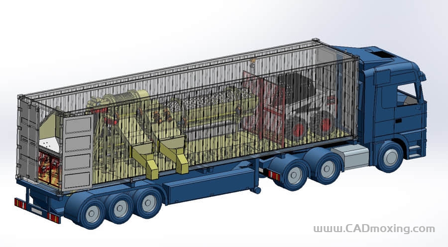 CAD模型网移动式集装箱建筑废料分类筛选设备设计方案三维模型 CAD模型网移动式集装箱建筑废料分类筛选设备设计方案三维模型