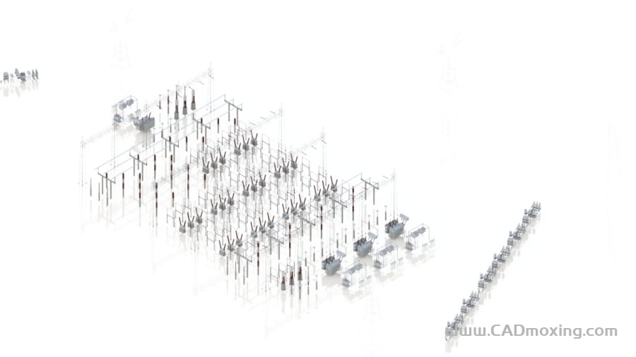 CAD模型网超高压变电站设计方案模型三维模型 CAD模型网超高压变电站设计方案模型三维模型