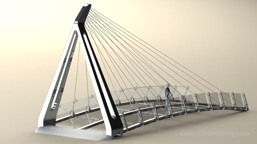 CAD模型网单边斜拉式钢结构人形天桥三维模型 CAD模型网单边斜拉式钢结构人形天桥三维模型