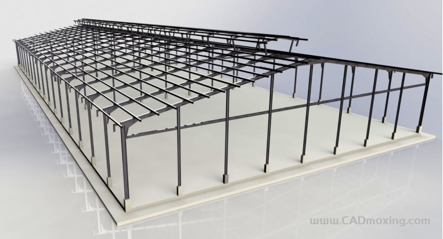 CAD模型网钢结构100米×50米工厂车间三维模型 CAD模型网钢结构100米×50米工厂车间三维模型