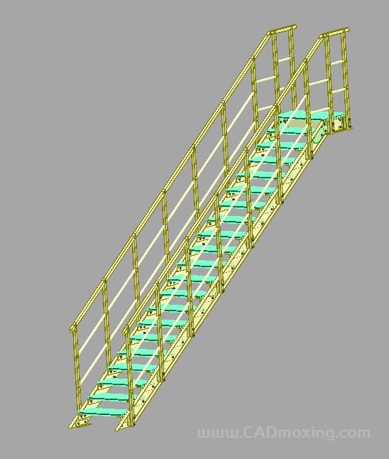 CAD模型网钢结构斜跨步梯三维模型 CAD模型网钢结构斜跨步梯三维模型