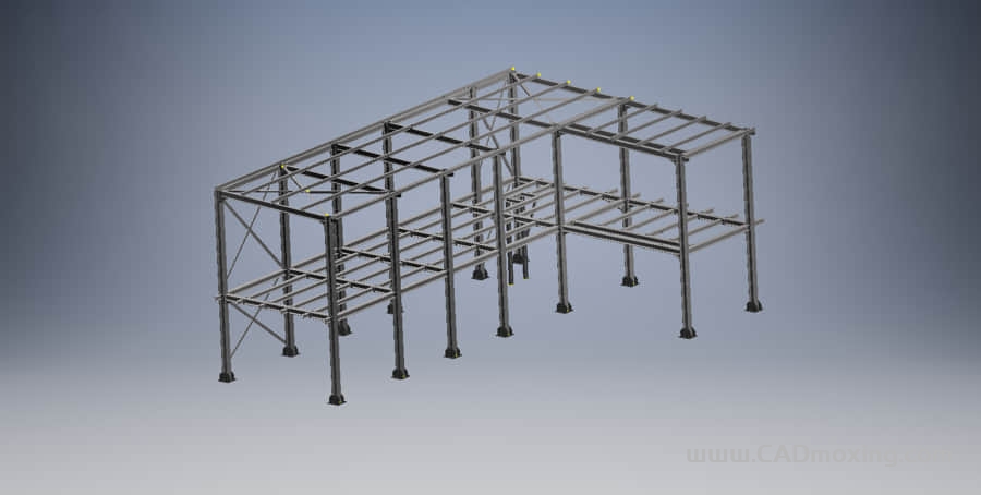 CAD模型网钢结构L型建筑框架三维模型 CAD模型网钢结构L型建筑框架三维模型