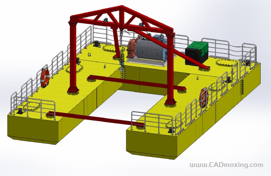 CAD模型网双体船舶试验浮船平台三维模型 CAD模型网双体船舶试验浮船平台三维模型
