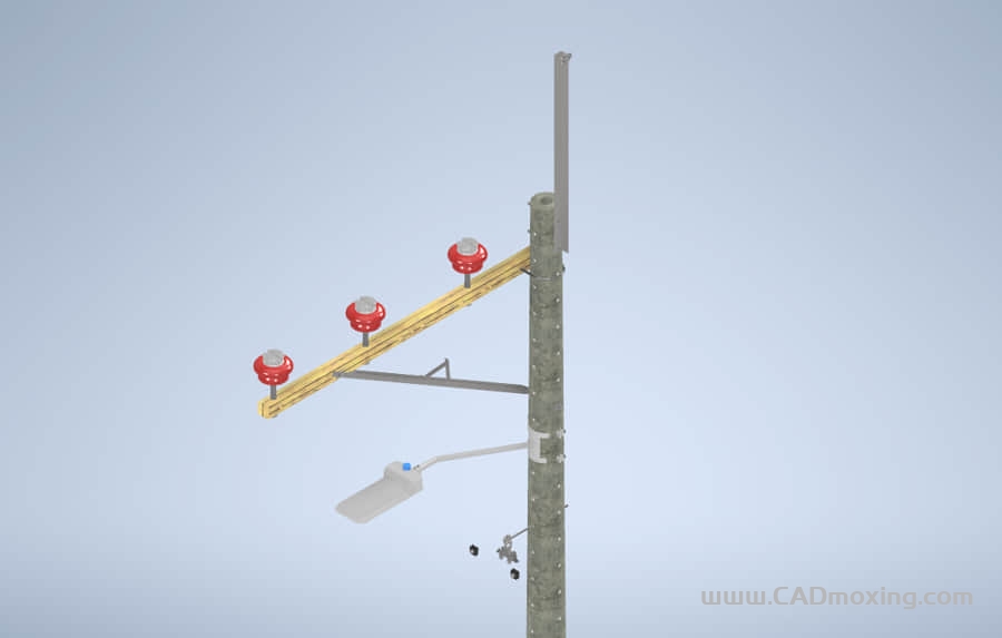 CAD模型网34.5kv 三相高压电线水泥电线杆三维模型 CAD模型网34.5kv 三相高压电线水泥电线杆三维模型