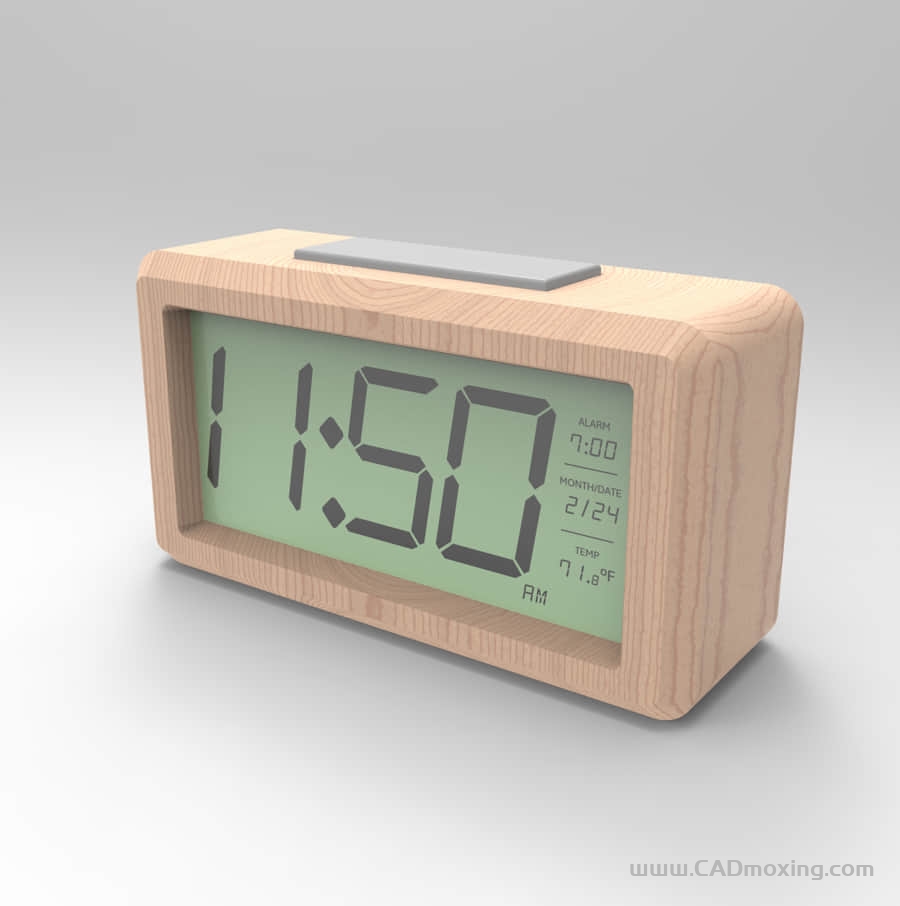 CAD模型网电子闹钟带秒表实木外观设计三维模型