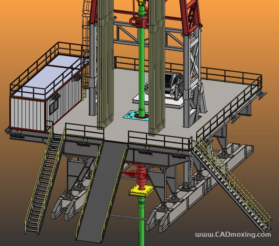 CAD模型网高度45米石油钻探钢结构油井架三维模型 CAD模型网高度45米石油钻探钢结构油井架三维模型