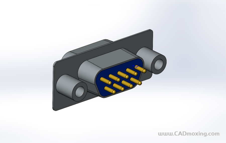 CAD模型网D型数据接口连接器插头 DB9_M三维模型