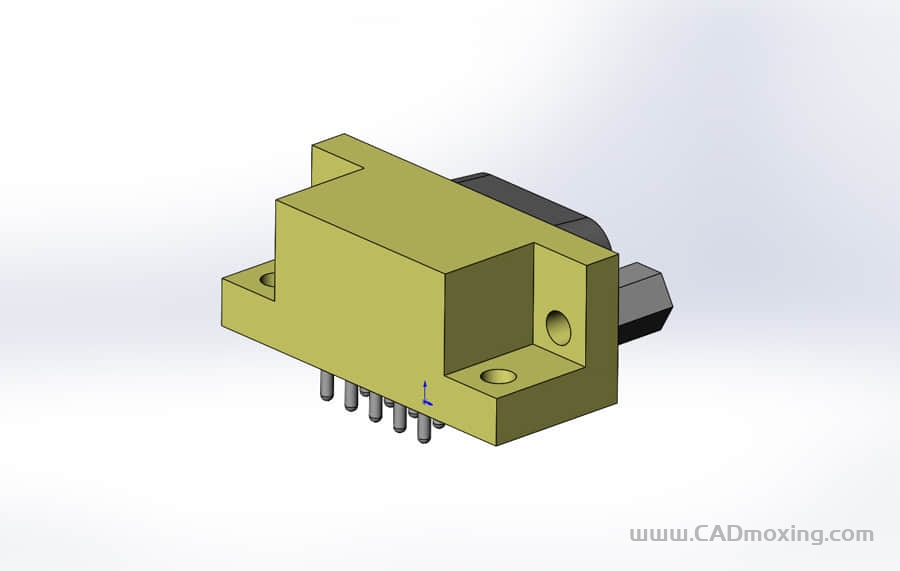 CAD模型网D型数据接口连接器插头DB9RA_M三维模型