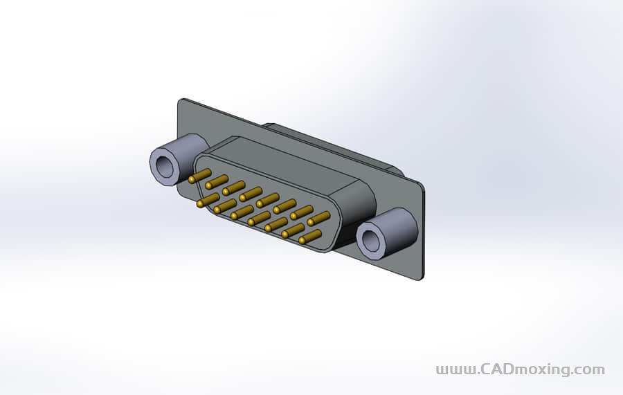 CAD模型网D型数据接口连接器插头DB15_F三维模型