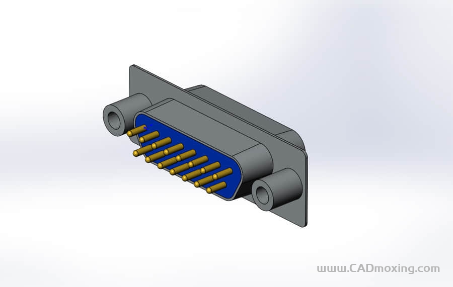 CAD模型网D型数据接口连接器插头DB15_M三维模型