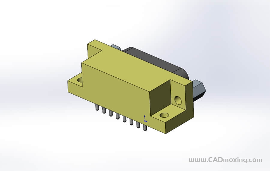 CAD模型网D型数据接口连接器插头DB15RA_M三维模型