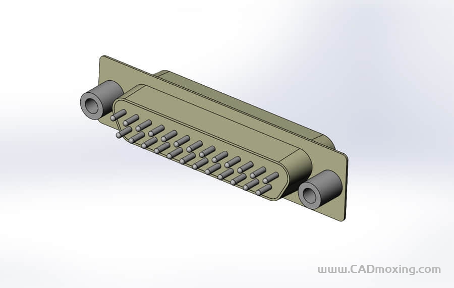 CAD模型网D型数据接口连接器插头DB25_M三维模型