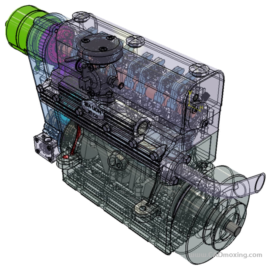 全尺寸详细结构四缸30cc发动机模型