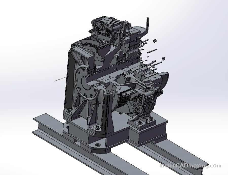 CAD模型网无齿轮电梯钢缆起重机牵引减速机紧急坠落刹车结构三维模型