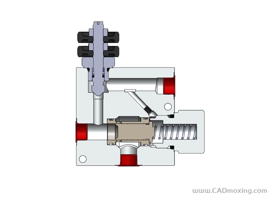 CAD模型网直列三通压力补偿流量调节阀结构模型三维模型