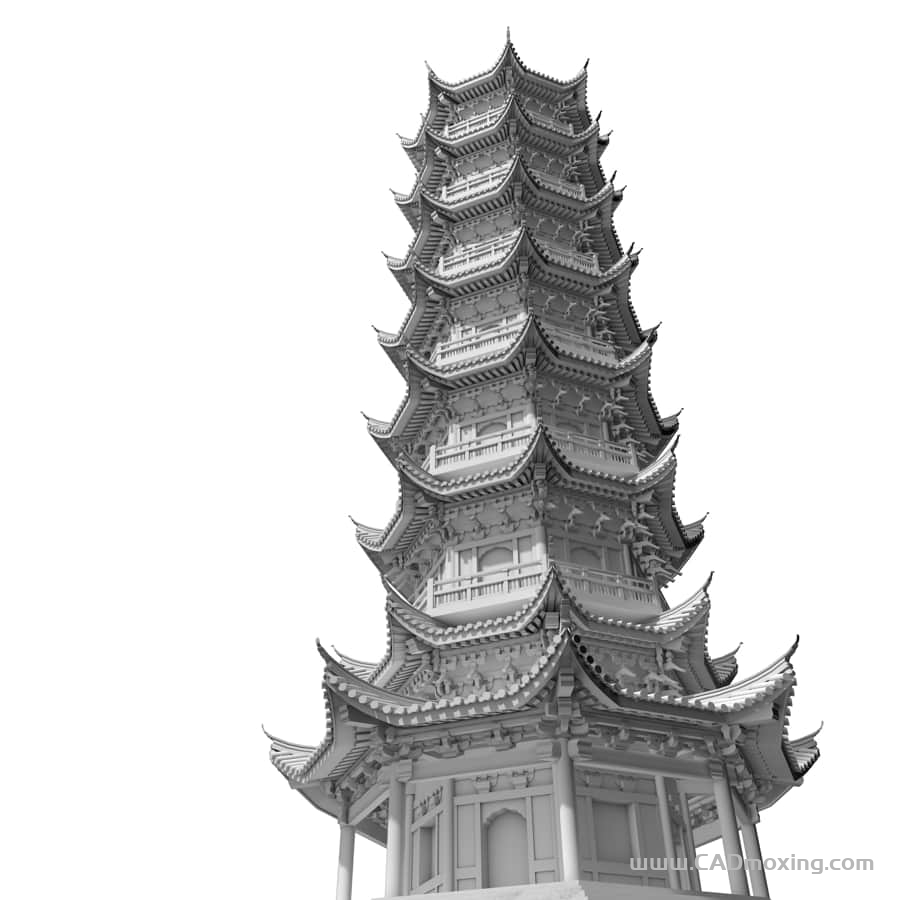 CAD模型网中国古代建筑宝塔塔楼三维模型