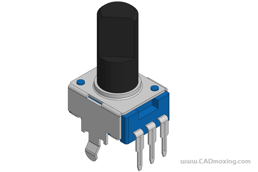 CAD模型网45款R0904N系列9mm金属轴电位器-立式三维模型