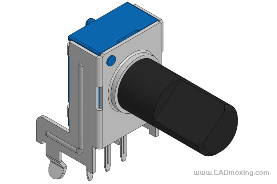 CAD模型网135款R0901N系列9mm金属轴电位器-卧式三维模型