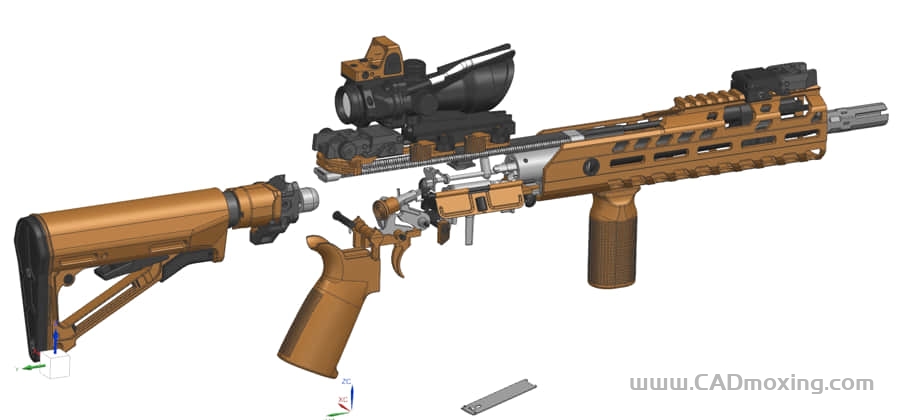 CAD模型网3D打印MCX6.8mm模块化突击枪模型三维模型