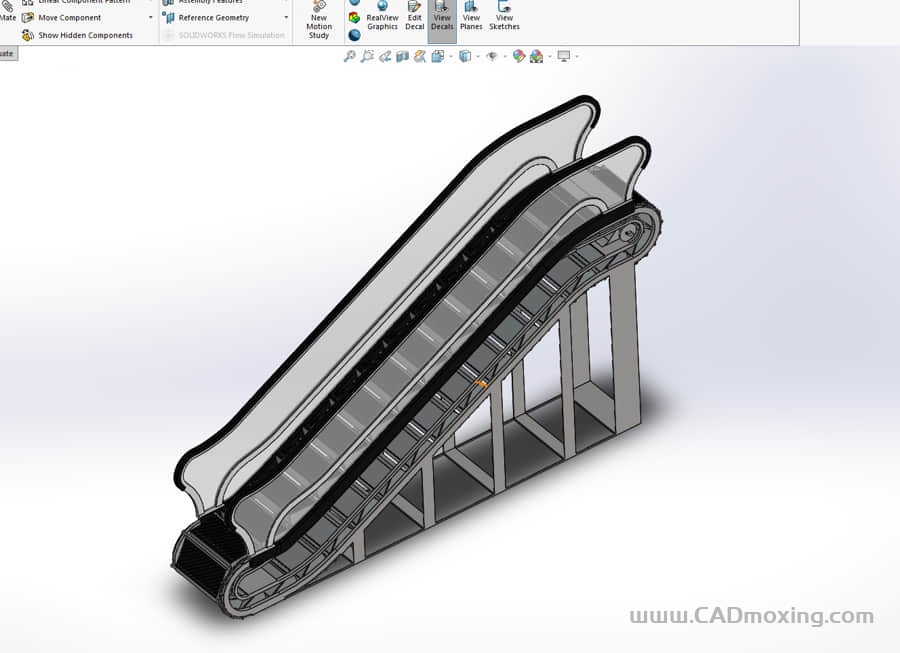 CAD模型网步行式扶梯电梯三维模型