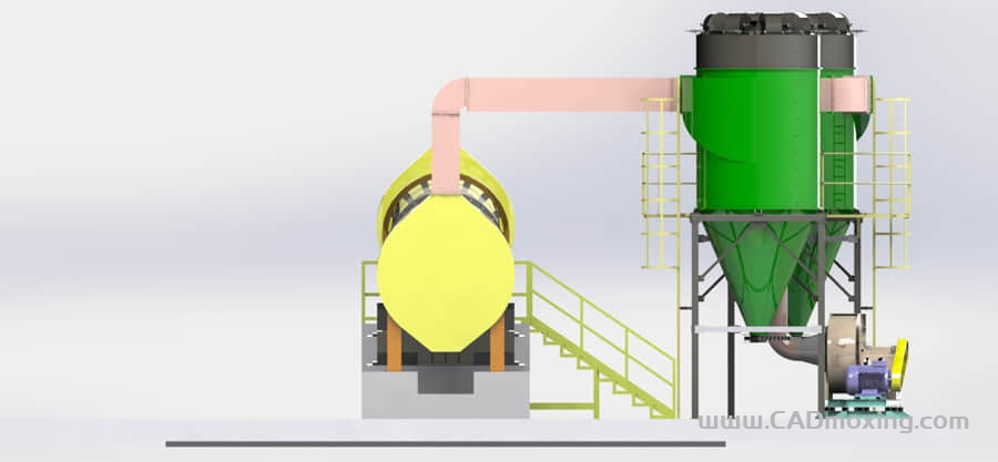 CAD模型网采矿厂滚筒式干燥系统方案模型三维模型