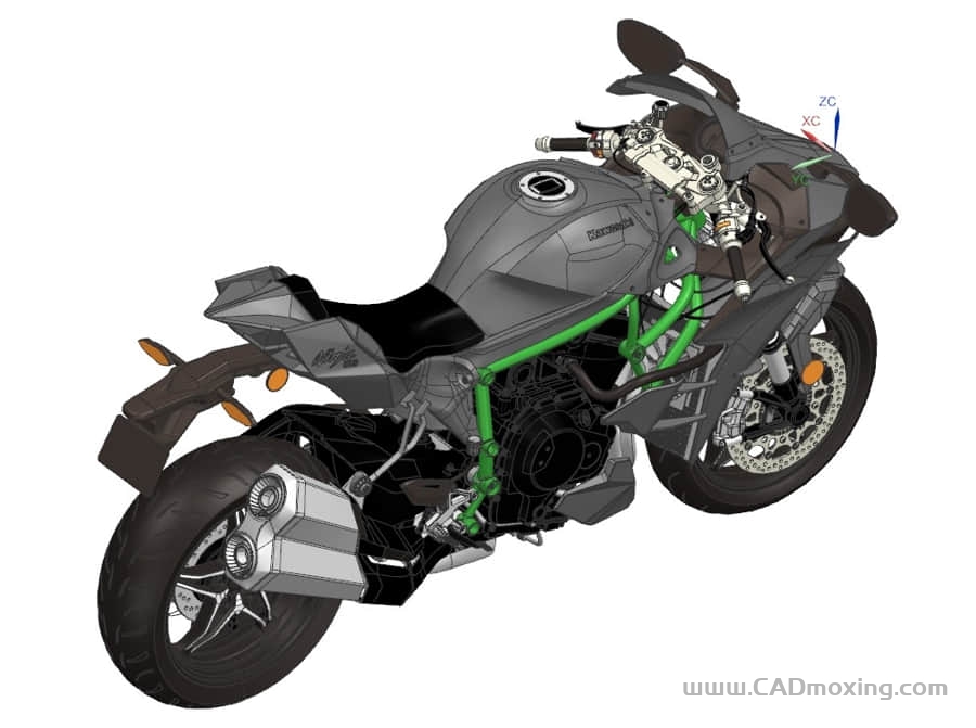 CAD模型网川崎摩托KAWASAKI 忍者H2机车 一比一模型三维模型
