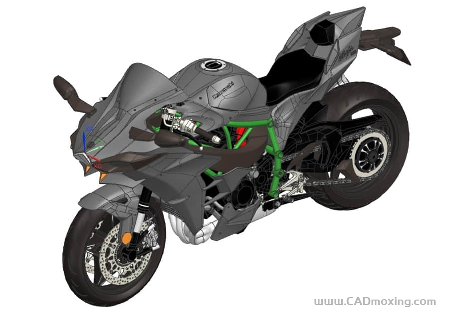 川崎摩托KAWASAKI 忍者H2机车 一比一模型