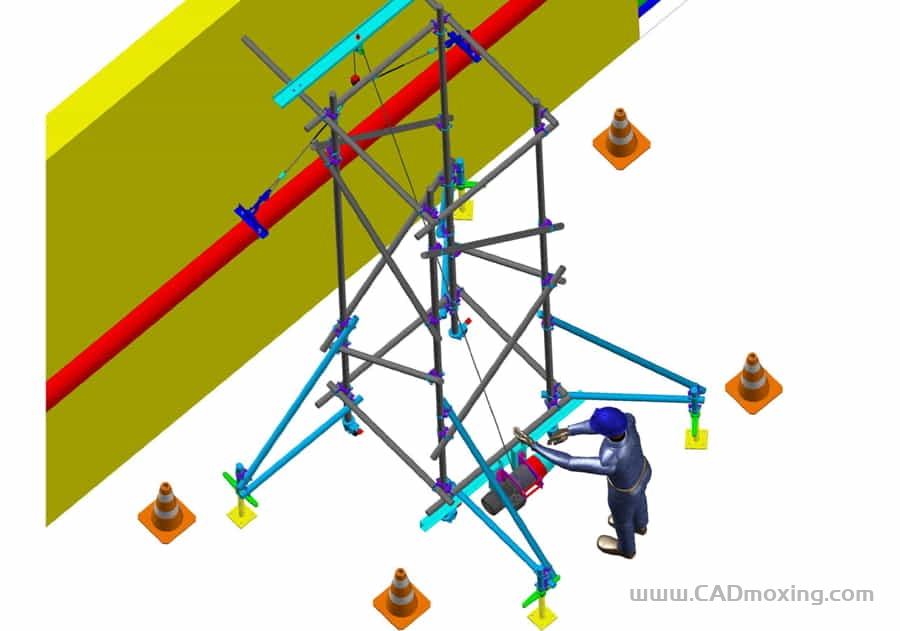 CAD模型网脚手架搭建建议桁吊方案三维模型 CAD模型网脚手架搭建建议桁吊方案三维模型
