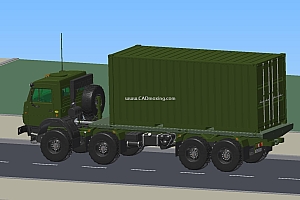 军用运输汽车8×8带集装箱卡车