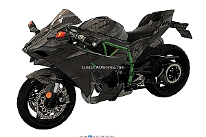 川崎kawasaki忍者H2摩托车方案设计模型