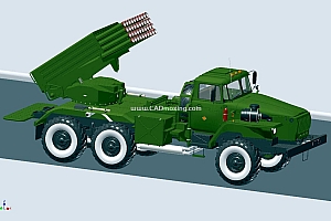 军事武器乌拉尔BM-21近程放空火箭炮发射卡车