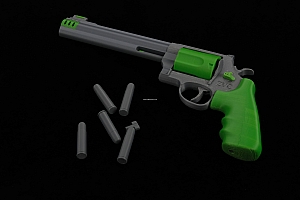玩具武器3D打印左轮手枪零件已拆解