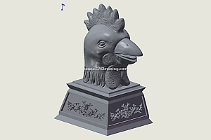 十二生肖兽首三维模型 鸡头(chicken)