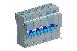 NXBLE-125G 4P剩余电流动作断路器开关三维模型