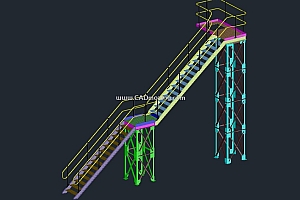 CAD三维12米钢结构楼梯