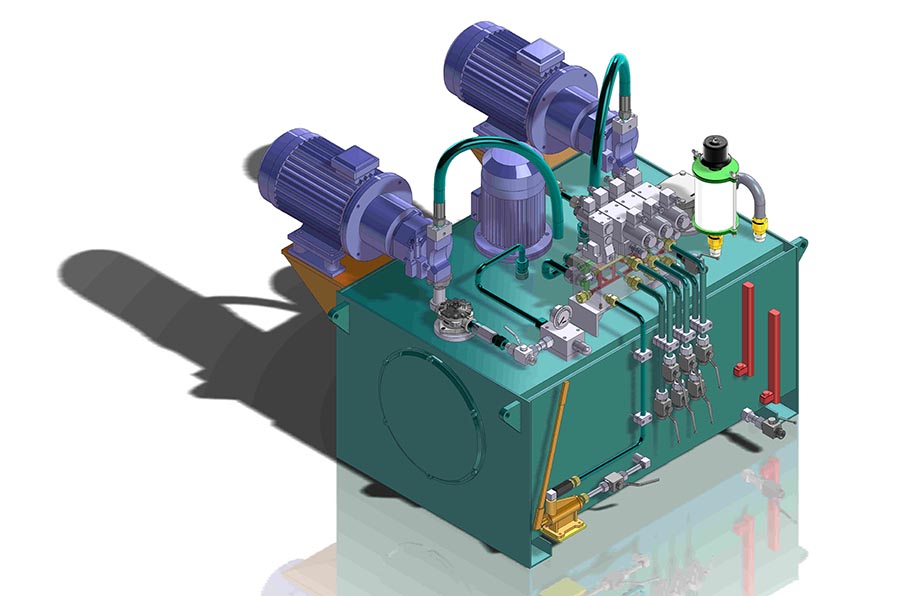 CAD模型网液压站液压动力单元1000L三维模型